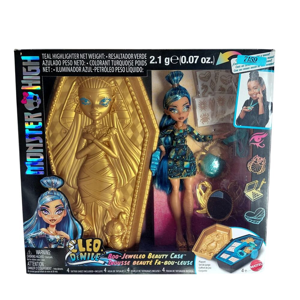 Monster High Doll & Accessories, Cleo De Nile Golden Glam Case Beauty Kit NWT